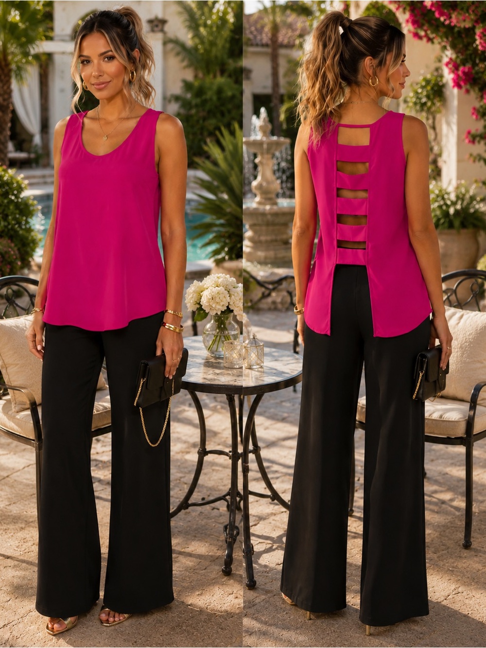 Express Magenta Ladder-Back Tank, size Medium